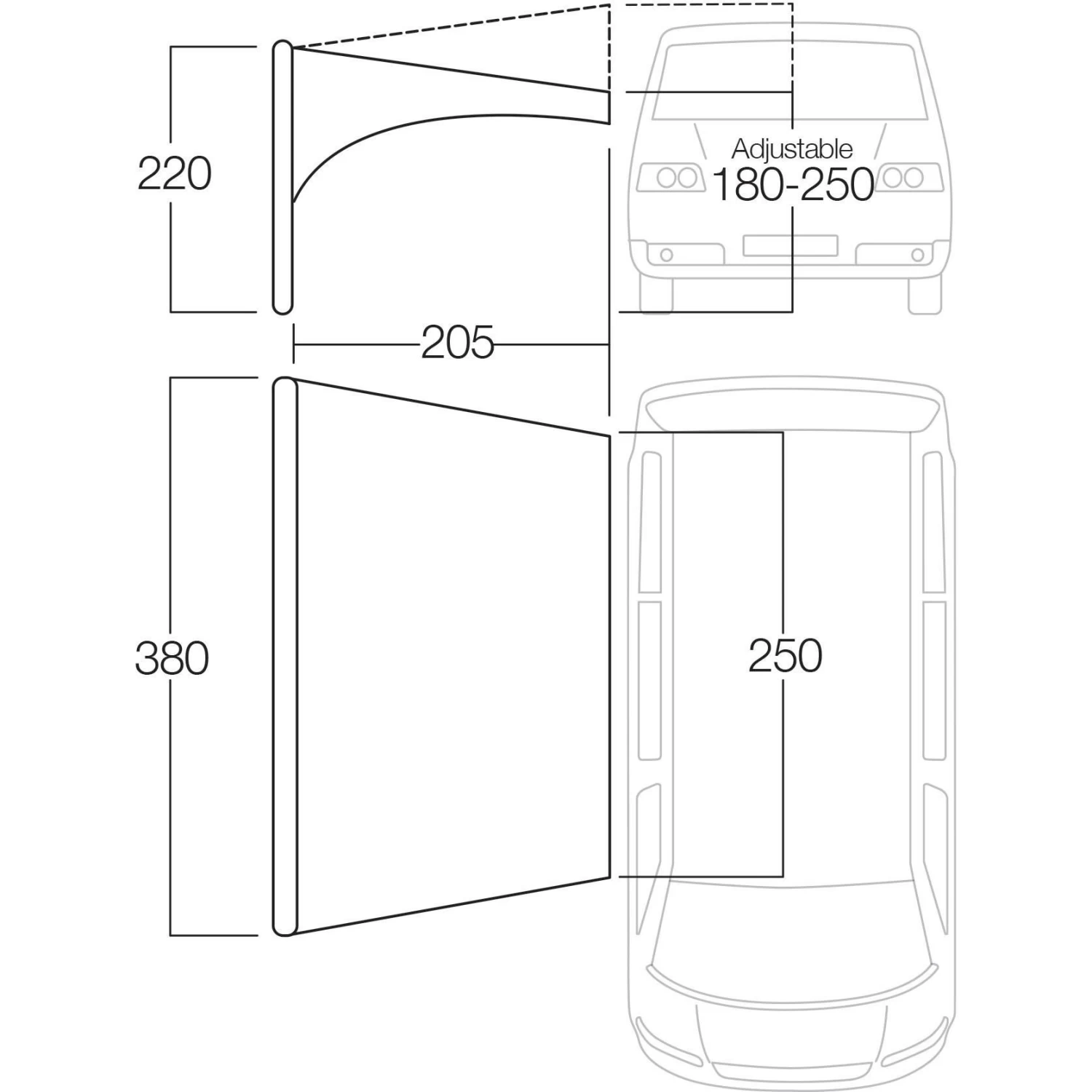 Vango Airbeam Sky Canopy Caravanluifel 250 Cm 2 Vango Airbeam Sky Canopy Caravanluifel 250 Cm - Afbeelding 2