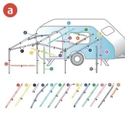 Campking Verandastang 3-delig Staal 22 - 25 Mm 170 - 340 Cm -Kampeeruitrusting 111655 950 05
