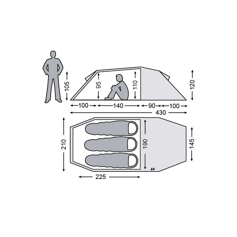Nordisk Oppland 3 SI Lichtgewicht Tunneltent 2 Nordisk Oppland 3 SI Lichtgewicht Tunneltent - Afbeelding 2