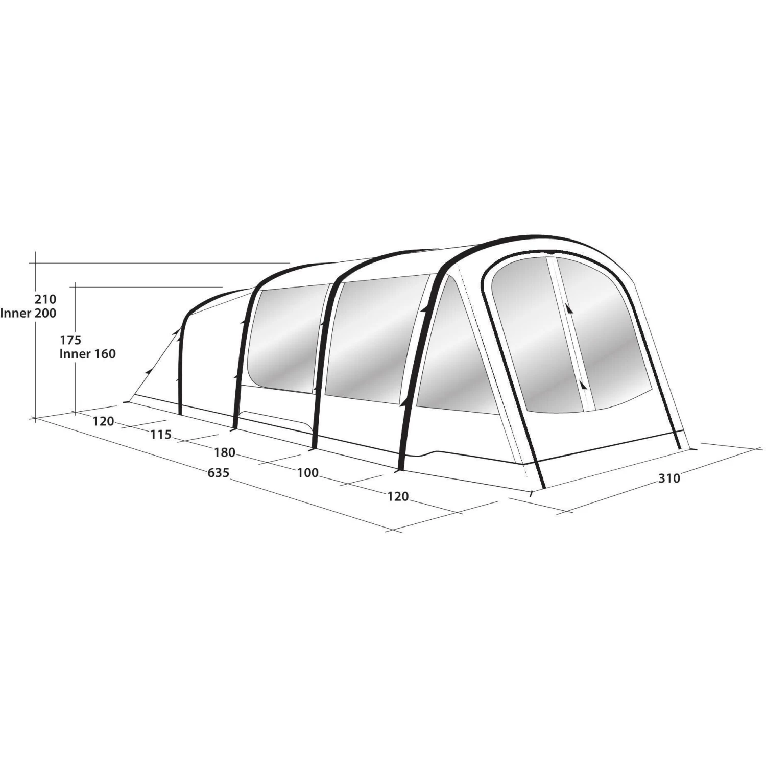Outwell Parkdale 4PA Opblaasbare Tent 10 Outwell Parkdale 4PA Opblaasbare Tent - Afbeelding 10