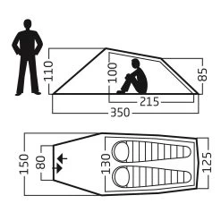Nordisk Halland 2 PU Lichtgewicht Tunneltent -Kampeeruitrusting 142178 300 08