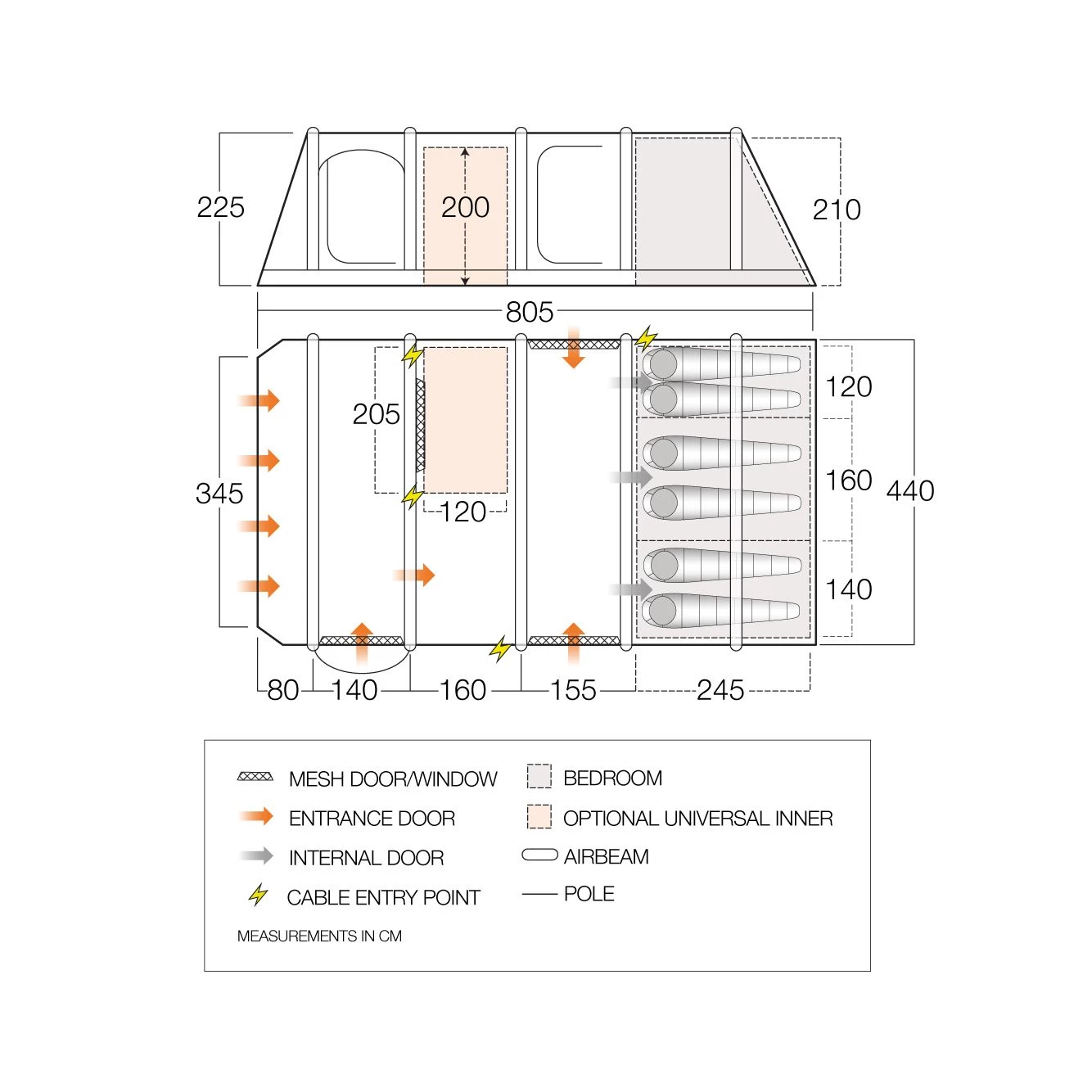 Vango Anantara IV Air TC 650XL Opblaasbare Tent 6 Vango Anantara IV Air TC 650XL Opblaasbare Tent - Afbeelding 6