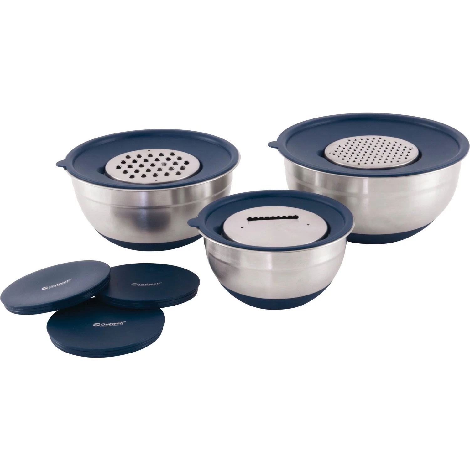 Outwell Chef Kommenset Met Deksels En Raspen Silver 2 Outwell Chef Kommenset Met Deksels En Raspen Silver - Afbeelding 2