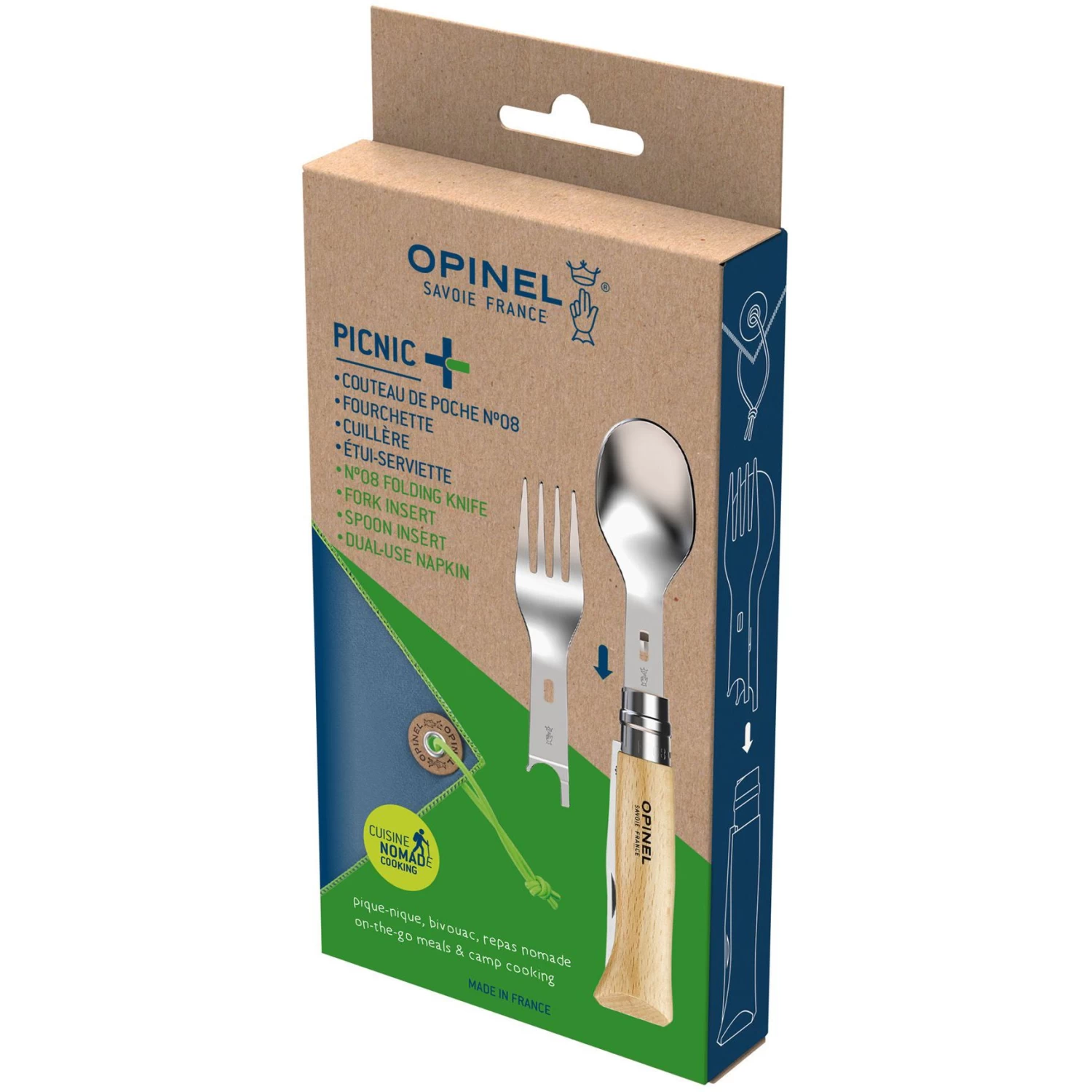 Opinel Bestekset Picknick Hout 4-delig 1 Opinel Bestekset Picknick Hout 4-delig